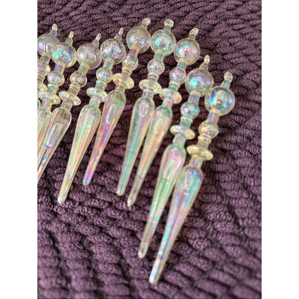 Vintage Silvestri 17 Piece Iridescent Acrylic Icicle Holiday Christmas Ornaments - Picture 4 of 4